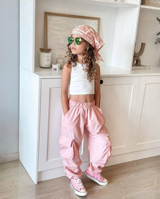 PARAŞÜT PANTALON CROP TAKIM